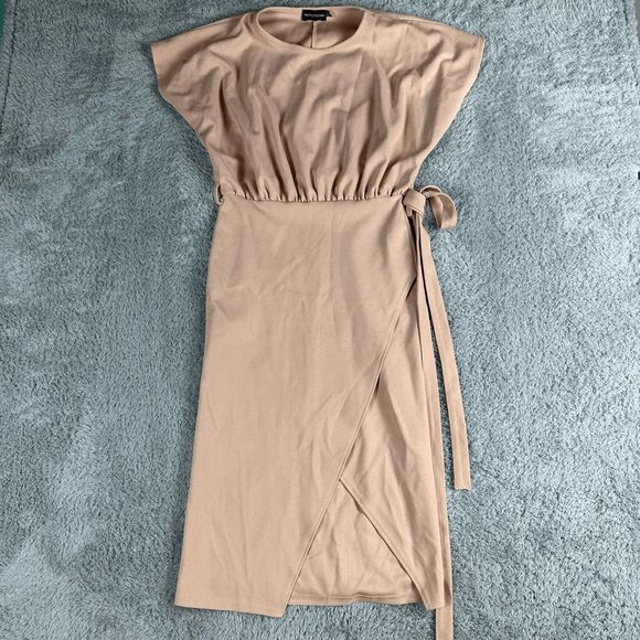 PrettyLittleThing Women's Coquette BodyCon Dress 10 Blush Pink Belted Crossover - Picture 1 of 12